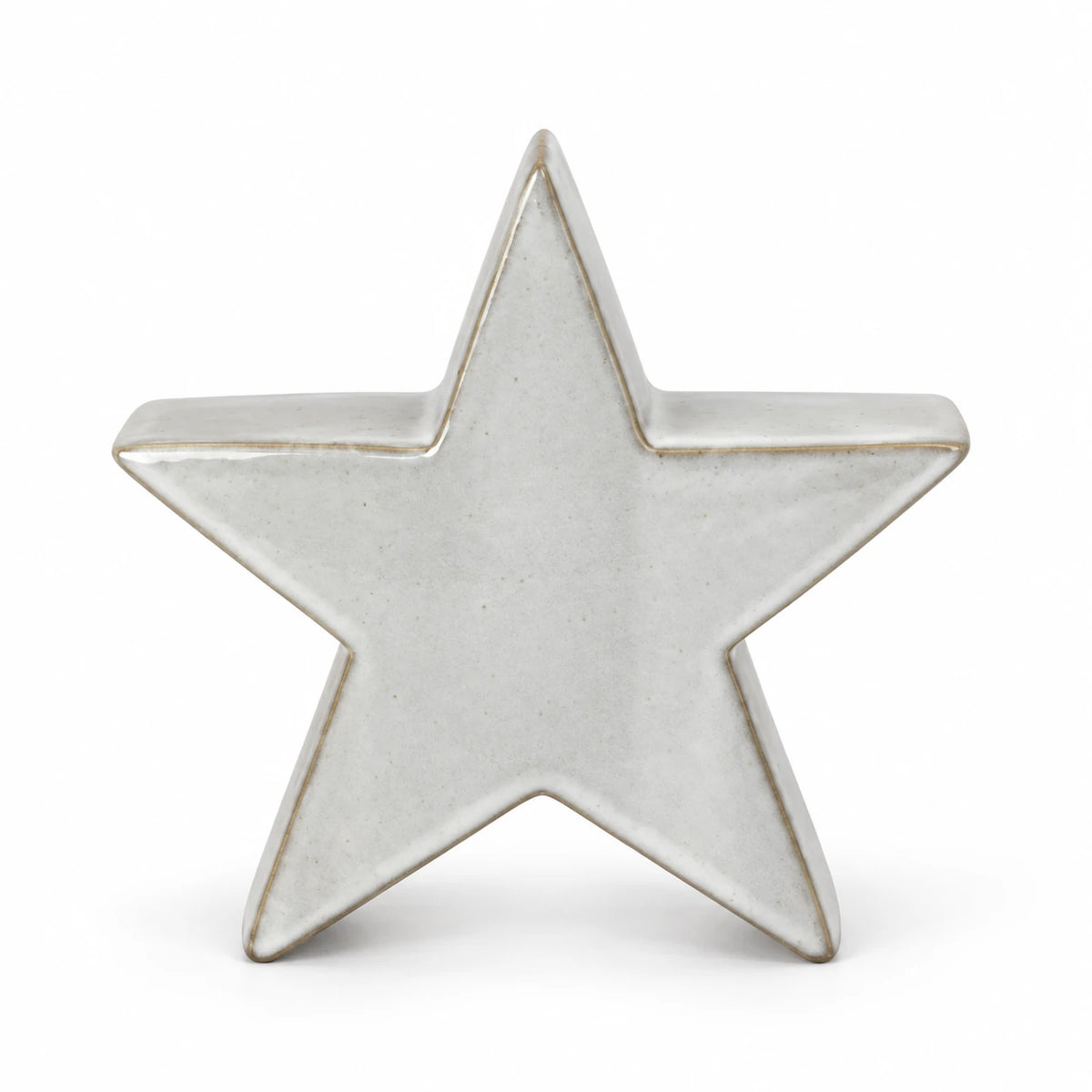 Small textured ceramic star front studio view on white background