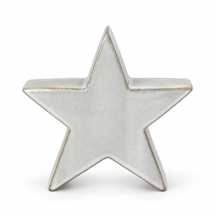 Small textured ceramic star front studio view on white background