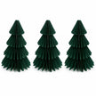 Full set of three identical dark green paper Christmas trees on a white background.