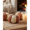 Small natural rafia patterned pumpkin for autumn decor, crafted by Heaven Sends with a textured, rustic appearance.