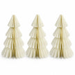 Full set of three identical winter white paper Christmas trees on a white background.
