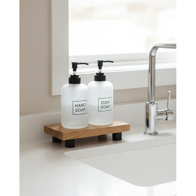 Small wooden riser tray board for kitchen and dining, by Starlight Express, showcasing a rustic, handcrafted design.