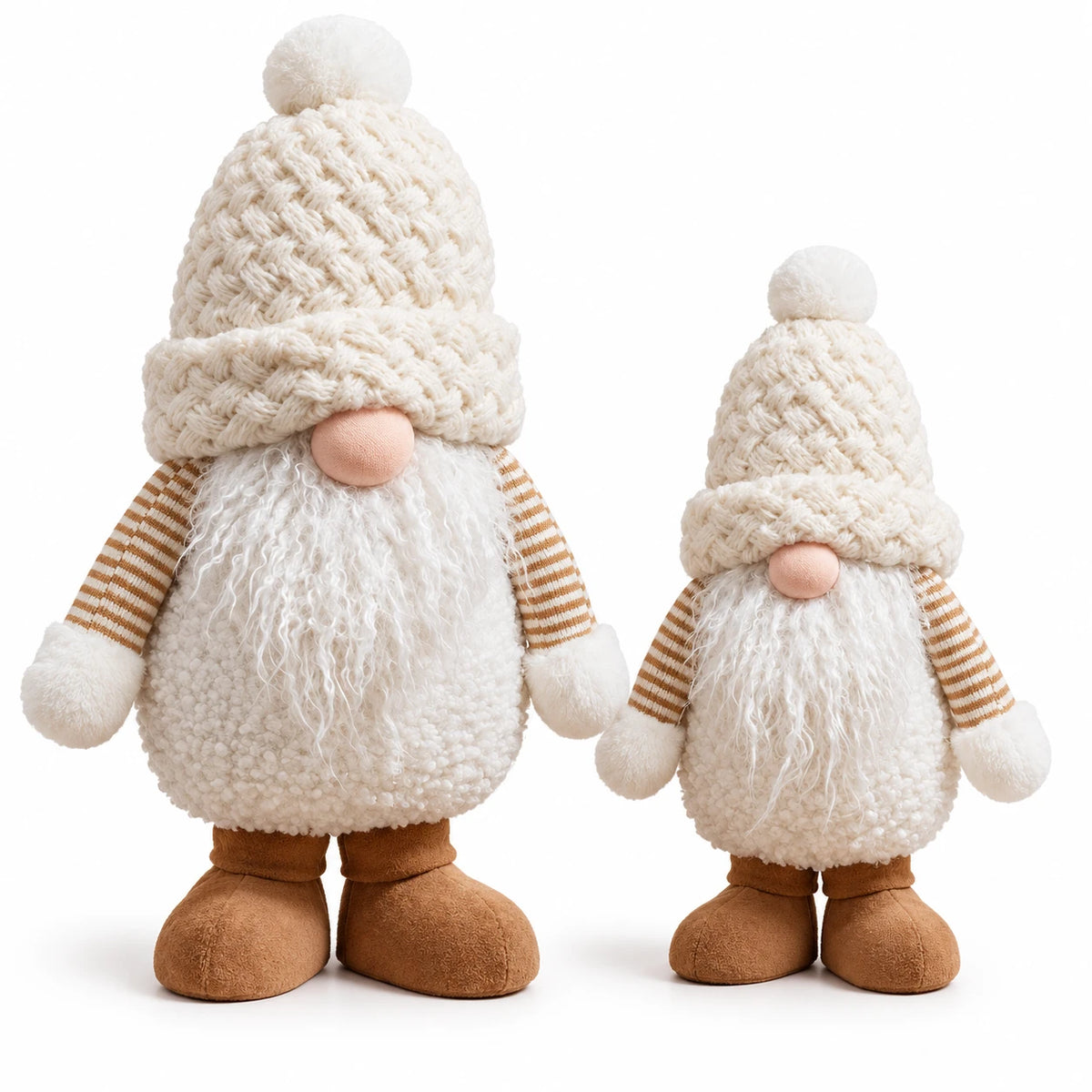Medium and large snowy white gonk size options on a white background.