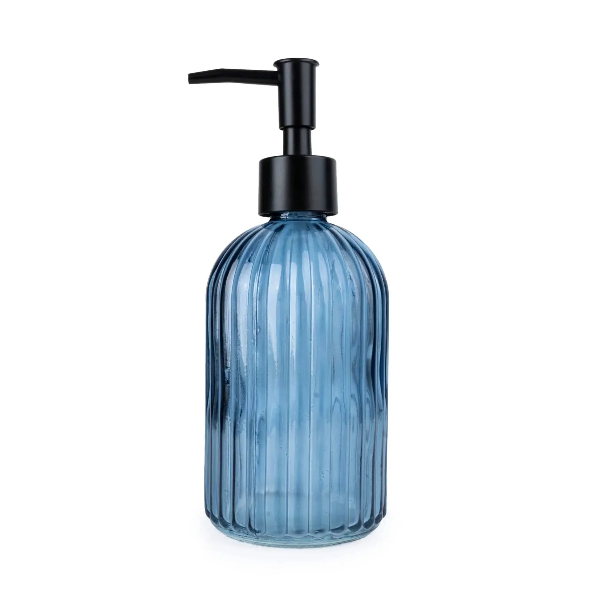 Soap Dispenser in Ridged Glass - Blue - Home DecorHome Decor - Lulu Loves Home