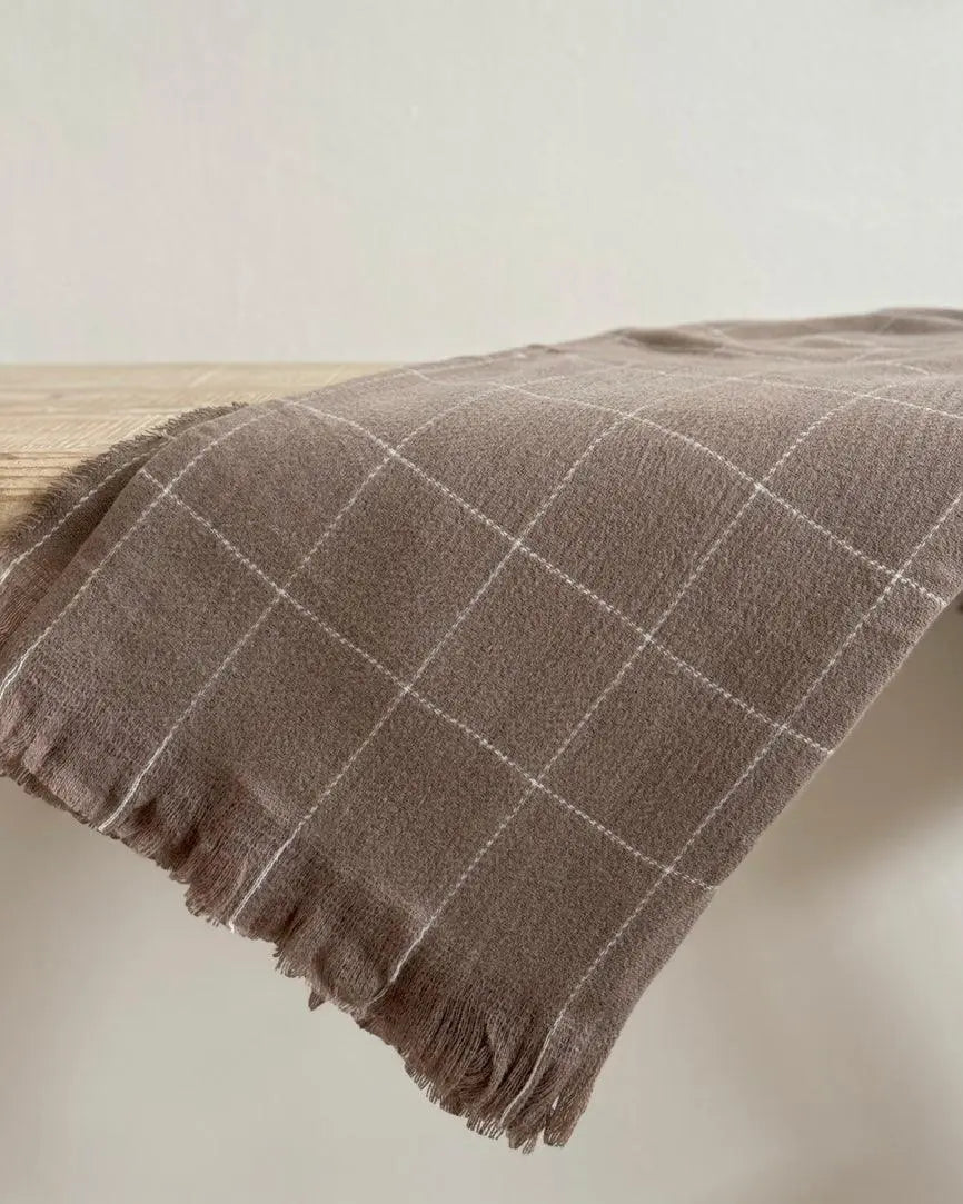 Soft Brown Checked Fine Knit Brown Throw Blanket - Soft FurnishingsSoft Furnishings - Lulu Loves Home