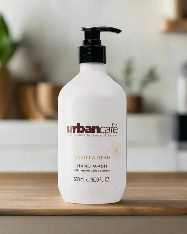 Somerset Toiletries Urban Cafe Vanilla Bean Hand Wash in white bottle with label, ideal for home fragrance and hand cleansing.