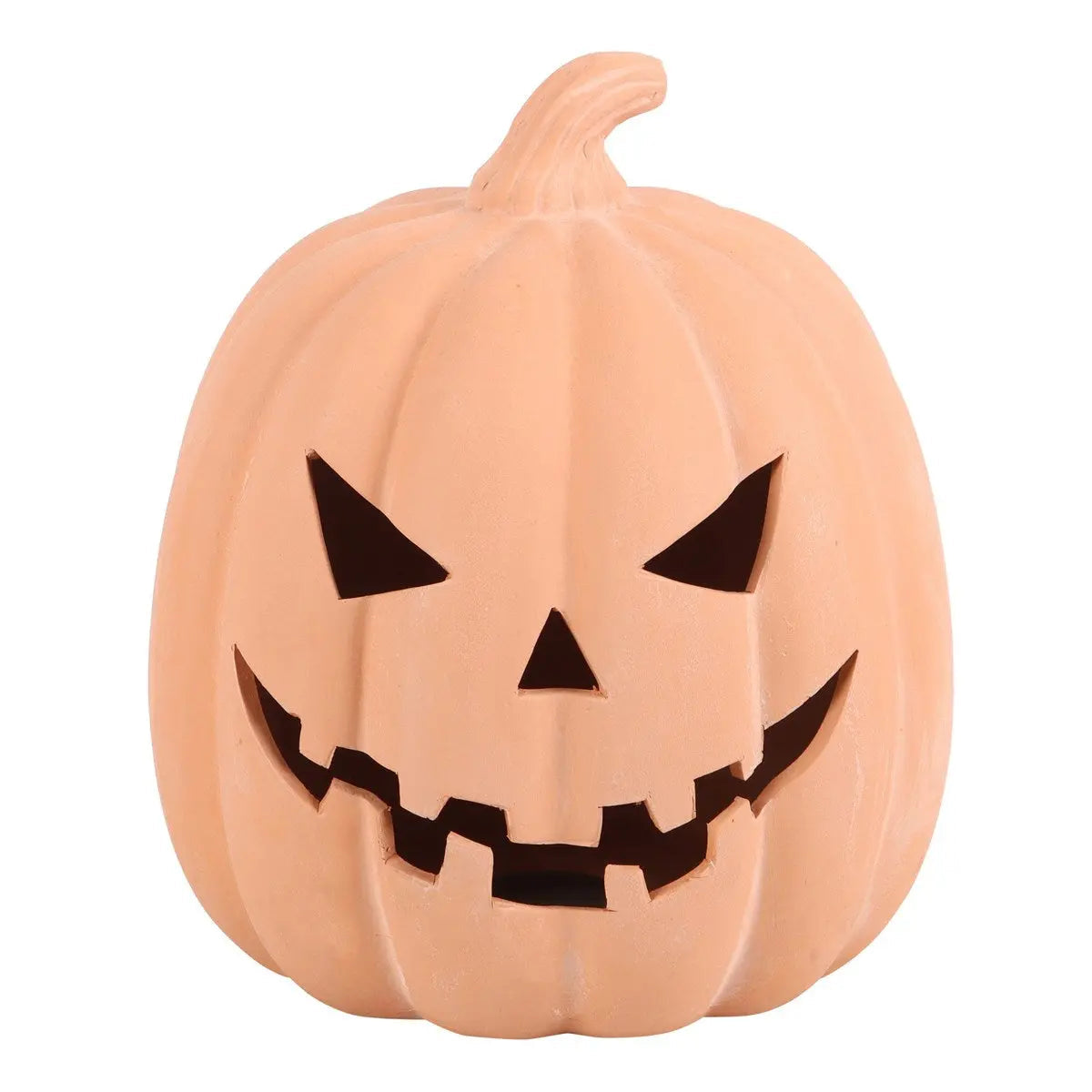 Orange Terracotta Pumpkin Ornament With Cut Out Face