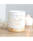 Matte ceramic butterfly-shaped wax melt warmer and oil burner for aromatic fragrances and essential oils.