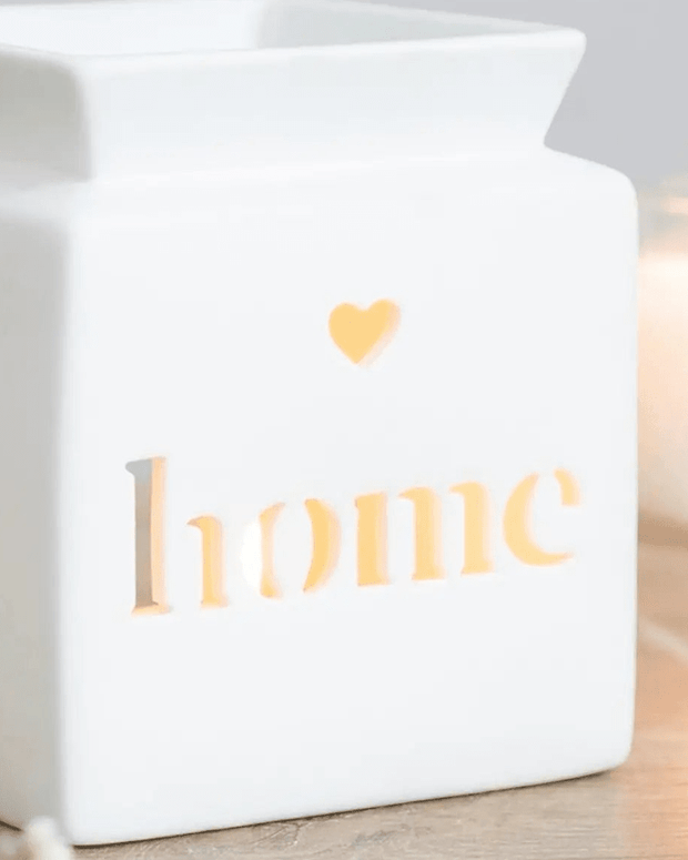 White Home Heart Cut Out Oil Burner and Wax Warmer - Wax Melt BurnersWax Melt Burners - Lulu Loves Home