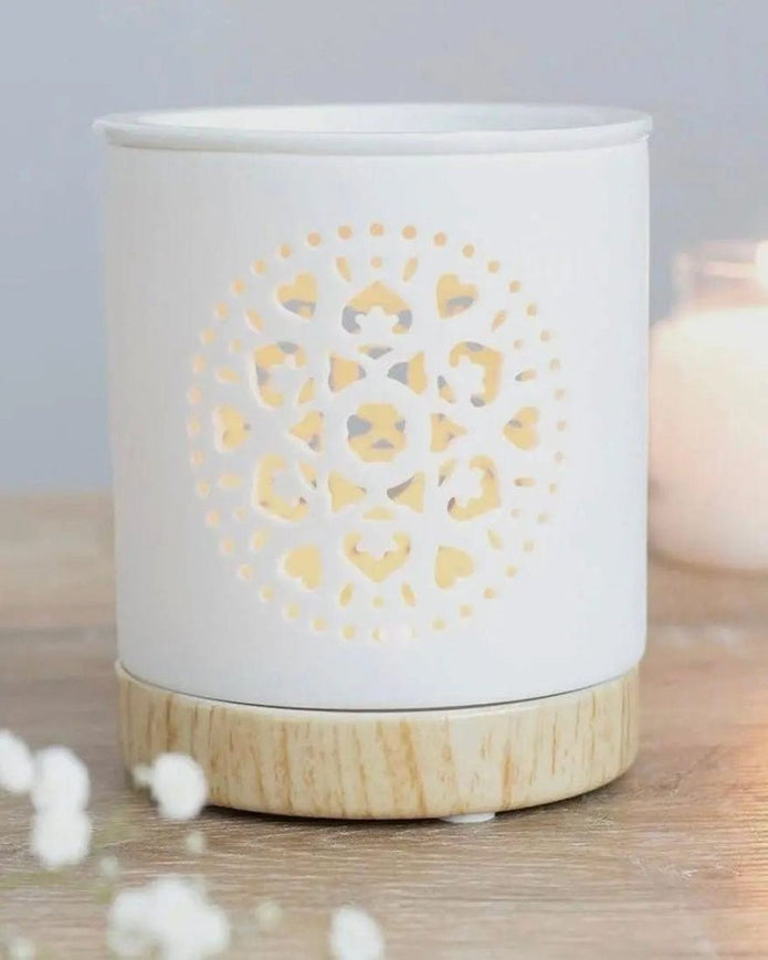 White Mandala Wax Melt Oil Burner - Wax Melt BurnersWax Melt Burners - Lulu Loves Home