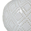 Squat White Beaded Ceramic Lamp With Linen Shade - LightingLighting - Lulu Loves Home