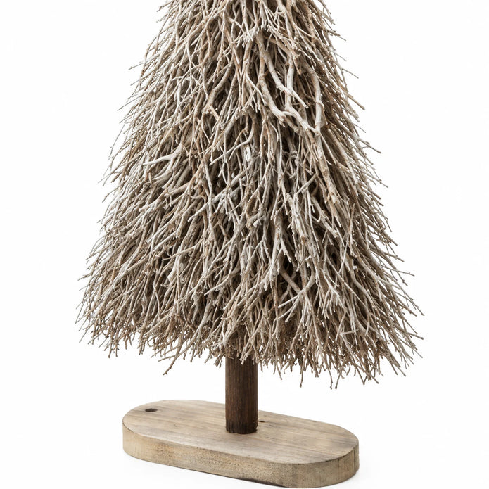 Close-up of original whitewashed layered twigs on Standing White And Natural Twig Tree.
