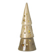 Star cut light-up fawn porcelain cone in cream, 18.8 cm high