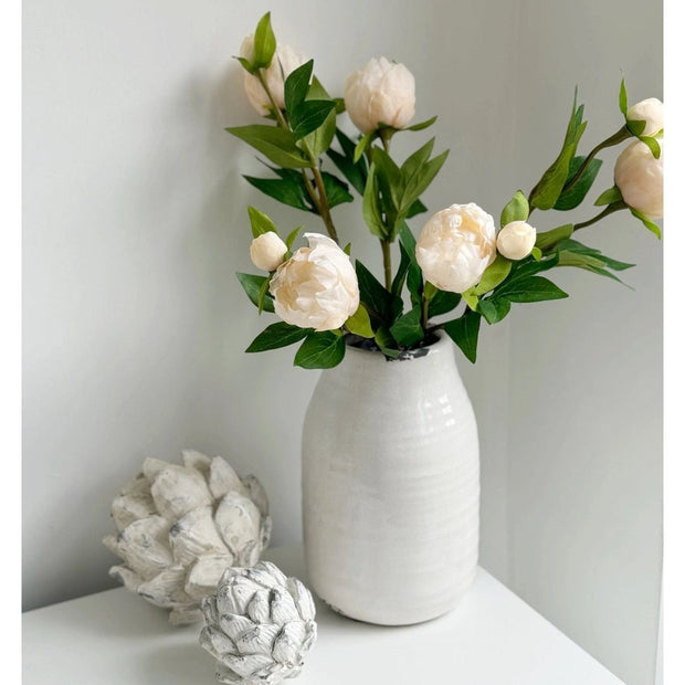 Artificial luxury peach double peony flower stem from Starlight Express, realistic artificial plant for elegant floral decor.