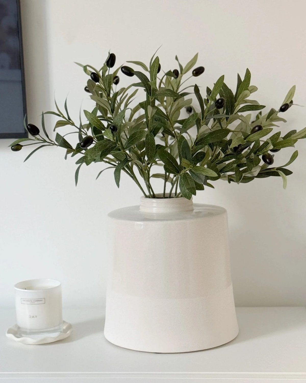 Artificial Standard Olive Stem by Starlight Express, realistic green leaves on a sturdy stem for home decor.