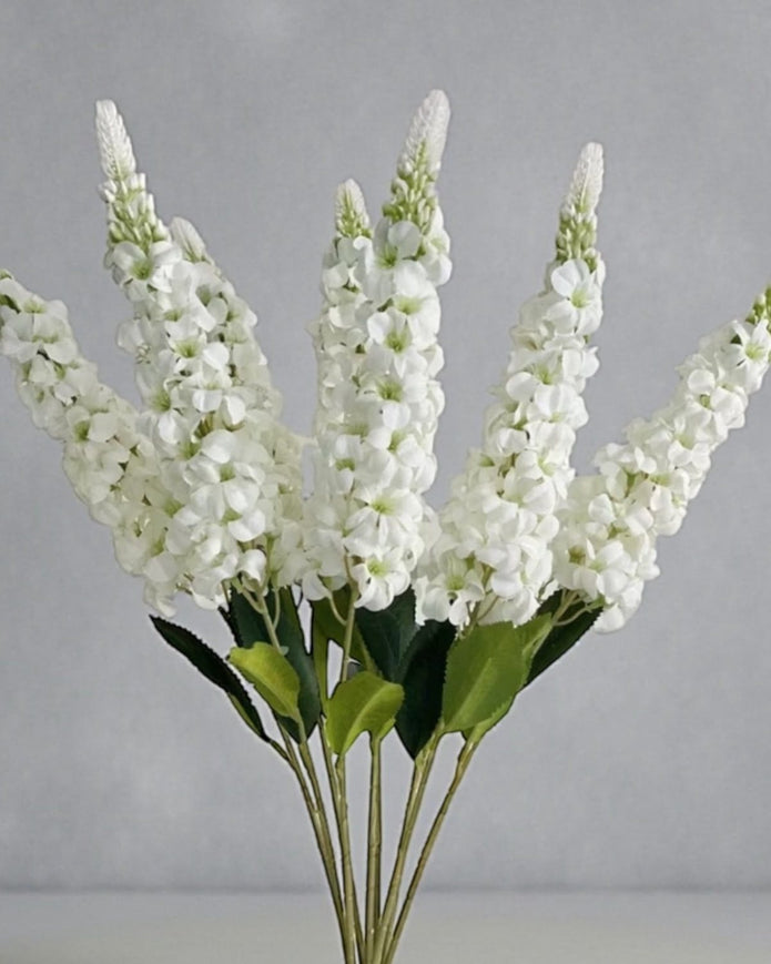 Artificial tall white lupin stem from Starlight Express, realistic white flower arrangement for home or office decor.