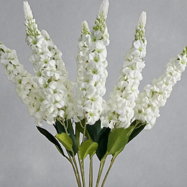 Artificial tall white lupin stem from Starlight Express, realistic white flowers on a long, slender green stem for decorative use.