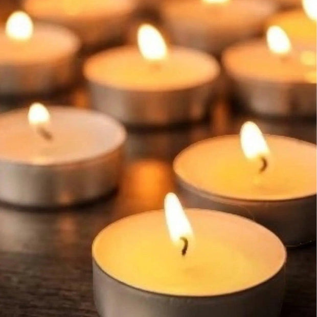 Set of 20 tealight candles from Starlight Express in a clear bag, perfect for decorative or ambient lighting.