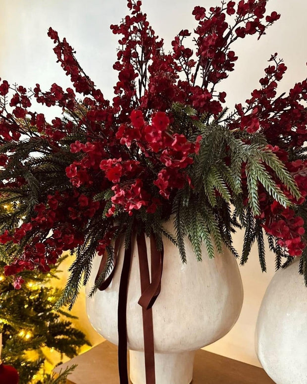 Artificial Burgundy Gypsophila Stem for Christmas decor by Starlight Express, showcasing vibrant burgundy flowers on a realistic stem.