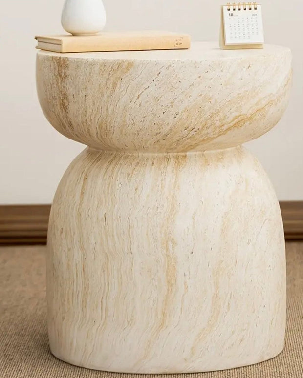 Faux Marble Neutral Side Table