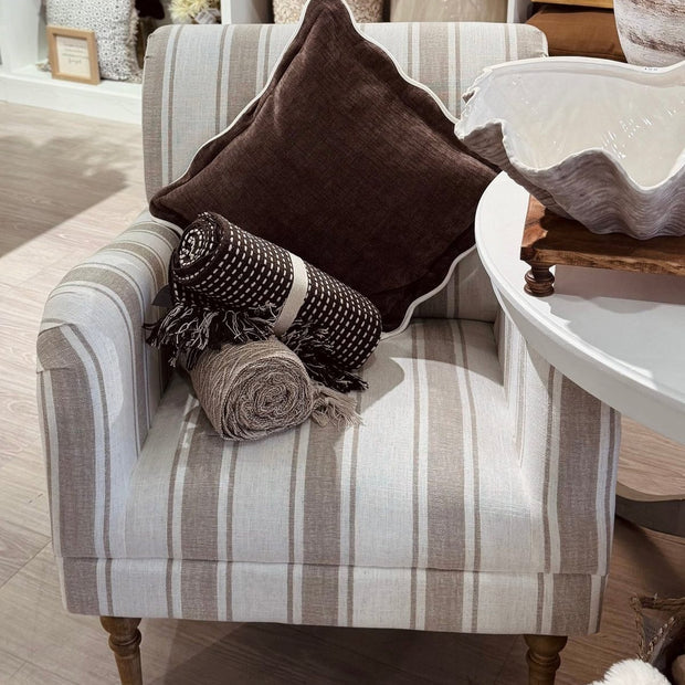 Neutral striped arm chair by Starlight Express, modern accent furniture with 75cm width, stylish and comfortable for living rooms.