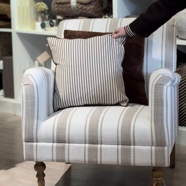 Neutral striped arm chair by Starlight Express, modern accent furniture with 75cm seat width and stylish design.