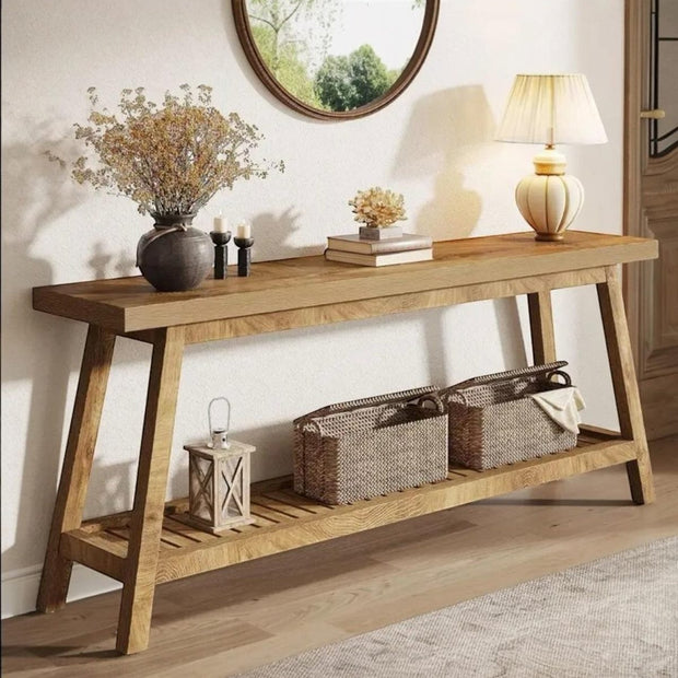 Rustic Natural Extra Large Wood Effect Console Table by Starlight Express, showcasing a wooden finish and spacious design.
