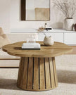 Rustic natural flower-shaped wood coffee table by Starlight Express, showcasing a unique floral design and warm wood finish.