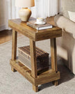Rustic natural gallery wood effect side table by Starlight Express, showcasing textured wood finish and compact furniture design.