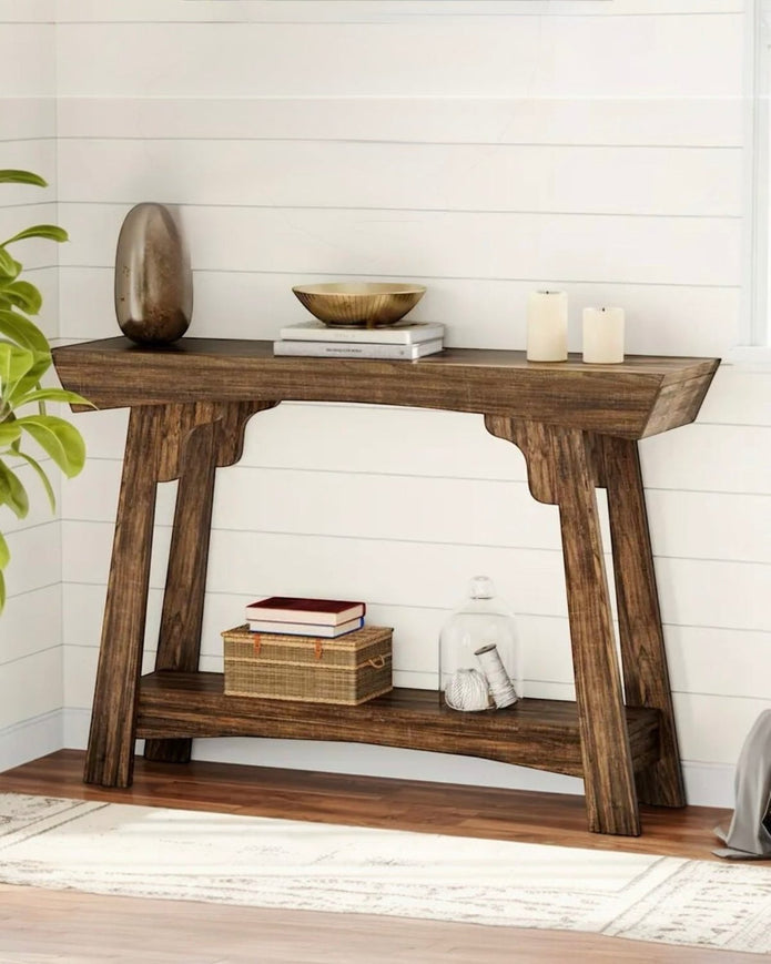 Rustic Natural Medium Gallery Wood Effect Console Table by Starlight Express in a stylish furniture setting.