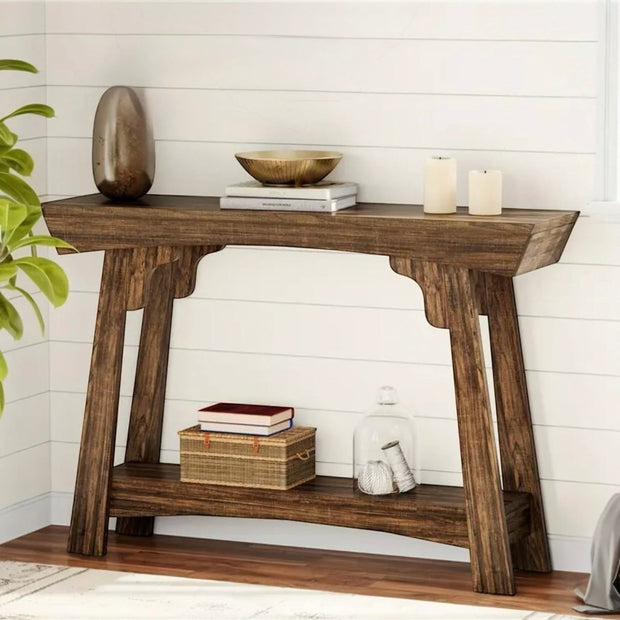 Rustic Natural Medium Gallery Wood Effect Console Table by Starlight Express, showcasing a stylish wooden-finish furniture piece.