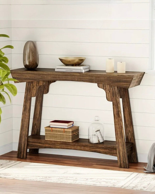 Rustic Natural Medium Gallery Wood Effect Console Table by Starlight Express, showcasing a stylish wooden-finish furniture piece.