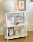 White three-shelves hallway console unit by Starlight Express, featuring a sleek furniture design with ample storage space.