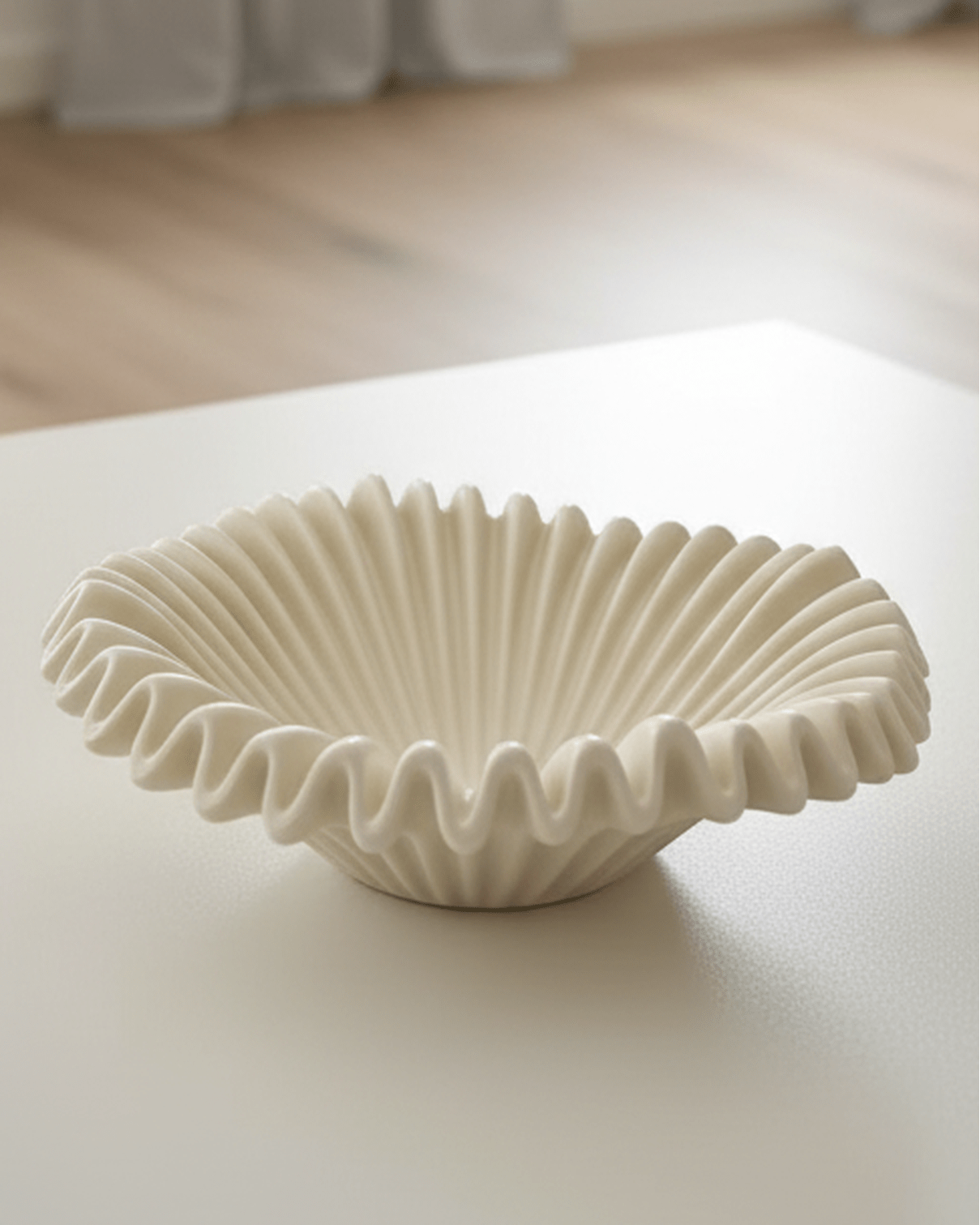 Small Barbuda Cream Wavy Bowl by Starlight Express, decorative ceramic home decor piece with a cream finish and wavy design.