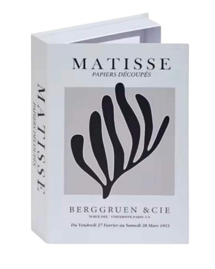 White and black Matisse storage book box by Starlight Express, decorative home decor for organizing books and accessories.