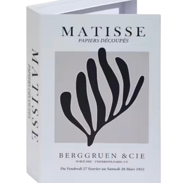 White and black Matisse storage book box by Starlight Express, decorative home decor for organizing books and accessories.