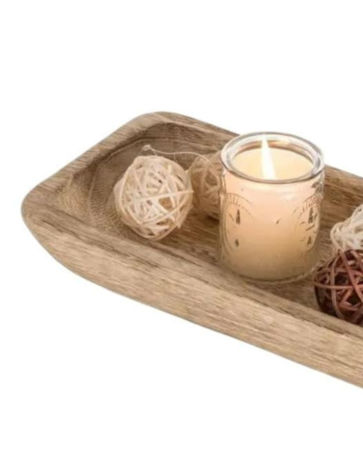 Wooden dough bowl kitchen tray by Starlight Express, featuring a rustic home decor piece with smooth, natural wood finish.