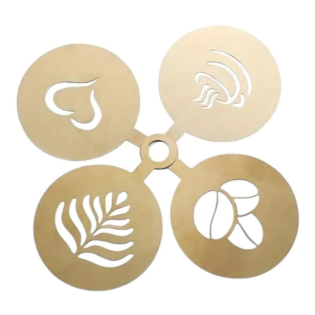 Set of four gold coffee stencils from Starlight Express for kitchen and dining, featuring decorative designs for coffee art.