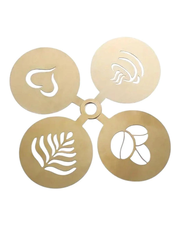 Set of four gold coffee stencils from Starlight Express for kitchen and dining, featuring decorative designs for coffee art.