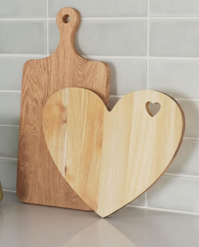 Mini dark wood heart display board from Starlight Express, ideal for kitchen and dining decor or serving arrangements.