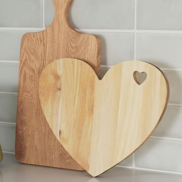 Mini dark wood heart display board from Starlight Express, ideal for kitchen and dining decor or serving arrangements.