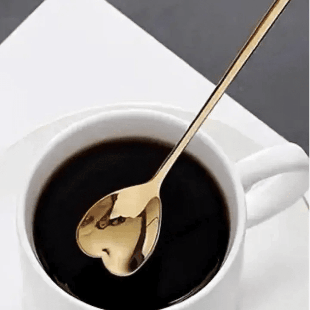 Gold heart-shaped latte coffee spoon from Starlight Express, perfect for kitchen and dining use.