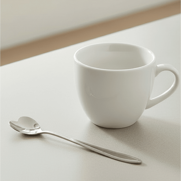 Silver hearts latte coffee tea spoon from Starlight Express, elegant kitchen utensil for stirring beverages.