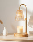 Starlight Express LED white candle warmer lamp with glass ribbed shade, ideal for cozy lighting and decorative ambiance.