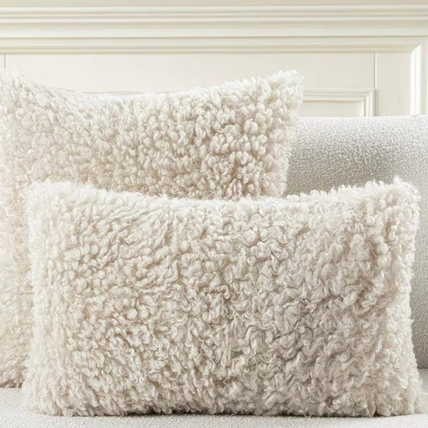 Beige rectangle boucle cushion cover from Starlight Express, soft furnishings with textured boucle fabric for cozy decor.