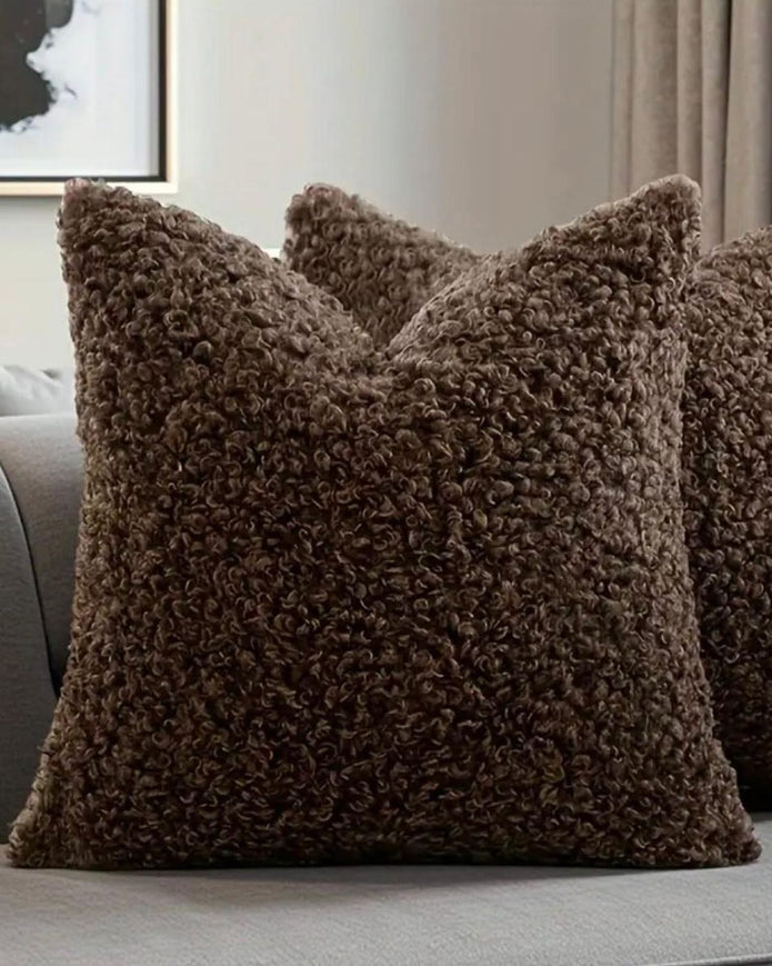 Chocolate boucle cushion cover from Starlight Express, soft furnishings with textured fabric, ideal for cozy home decor.