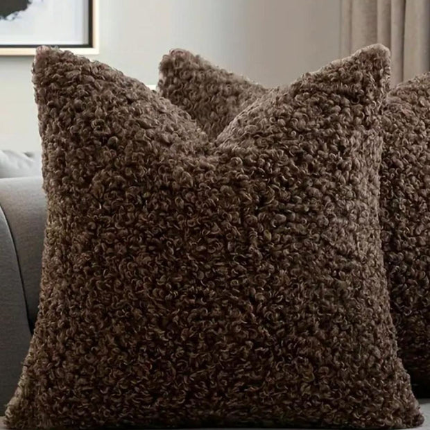 Chocolate boucle cushion cover from Starlight Express, soft furnishings with textured fabric, ideal for cozy home decor.