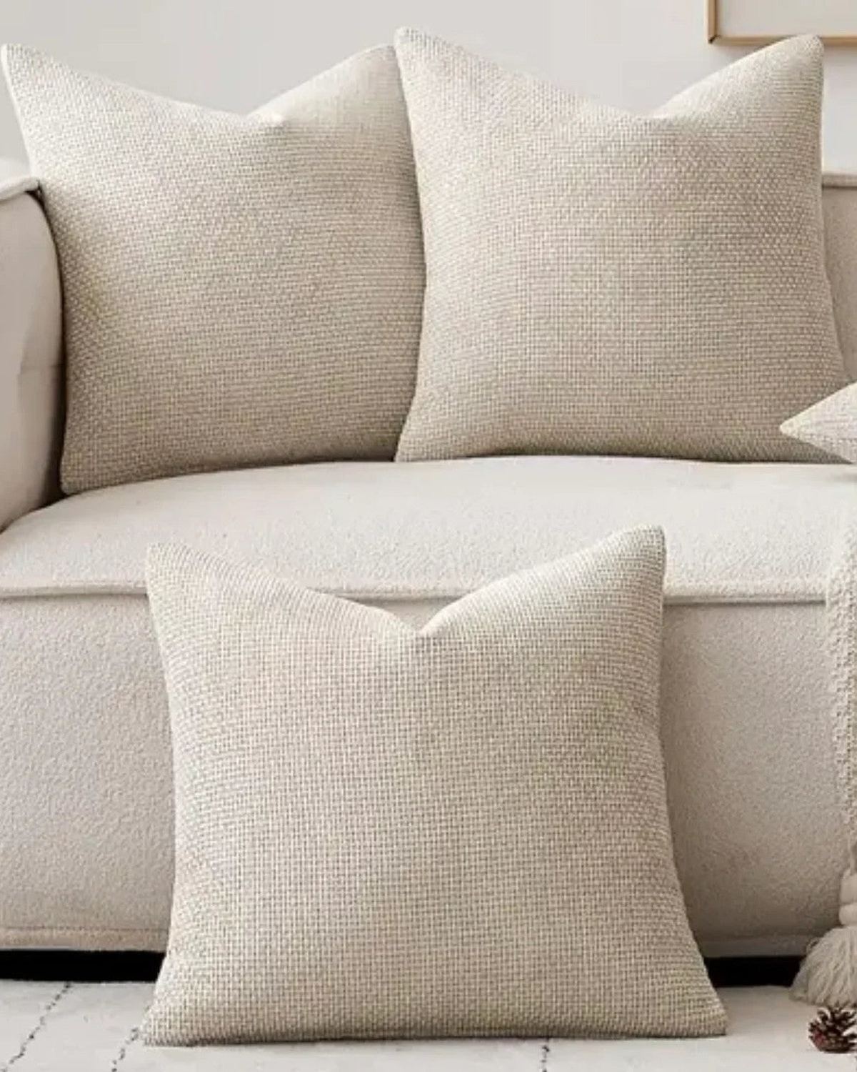 Cream chenille cushion cover from Starlight Express, soft furnishings with a plush textured fabric and elegant design.