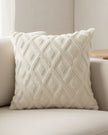 Cream Diamond Woven Design Cushion Cover from Starlight Express, soft furnishings with a textured diamond pattern.