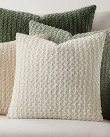 Cream Honeycomb Woven Design Cushion Cover by Starlight Express, soft furnishings with textured honeycomb pattern.